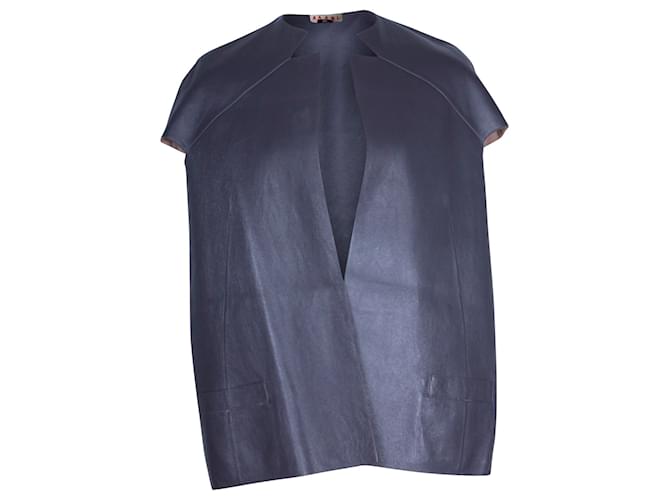 Marni Short Sleeve Jacket in Grey Leather  ref.1291972
