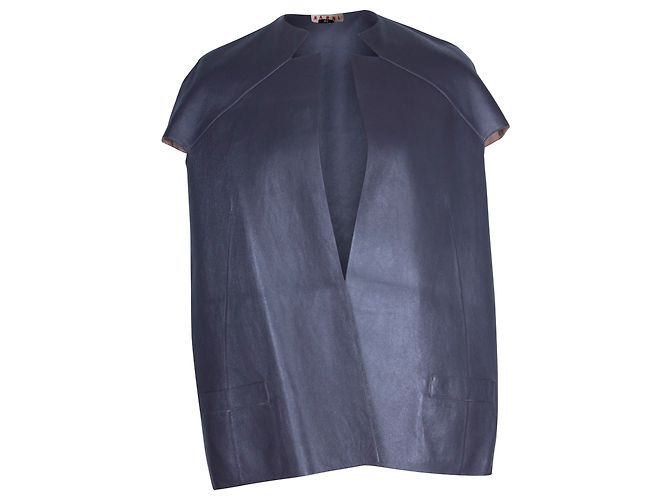Marni Kurzarmjacke aus grauem Leder