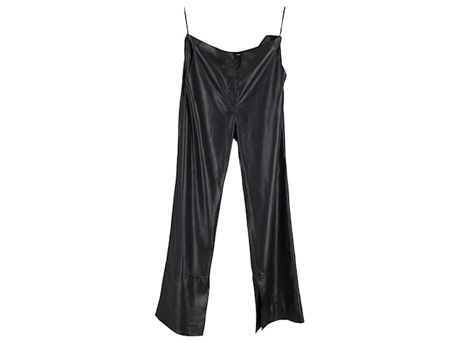 Pantalones anchos Nanushka en piel sintética negra Negro Sintético Polipiel  ref.1291974
