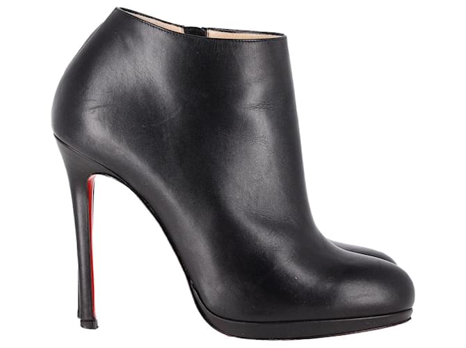 CHRISTIAN LOUBOUTIN Bella Top 120 Ankle Boots in Black Leather  ref.1291980