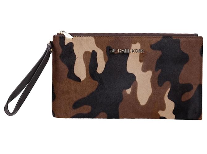 Michael Kors Camouflage Wristlet Pouch in Multicolor Pony Hair Multiple colors Wool  ref.1291983