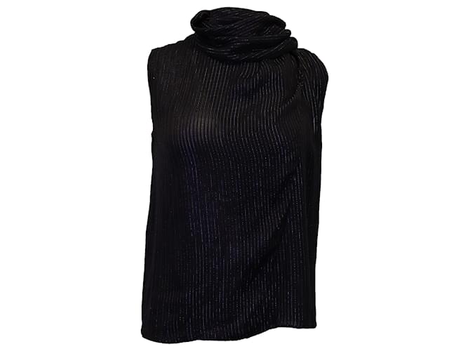 Ärmelloses Gucci Metallic Stripe Top aus schwarzer Seide  ref.1291986