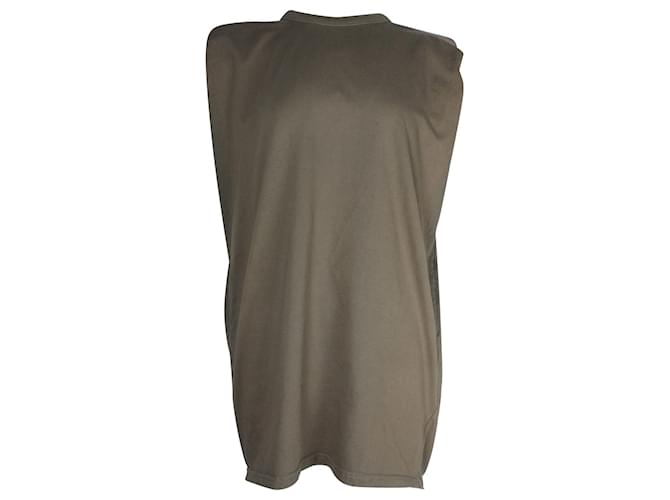 Autre Marque Frankie Shop Tina Padded Shoulder Muscle Shirt Mini Dress in Olive Green Cotton  ref.1291990