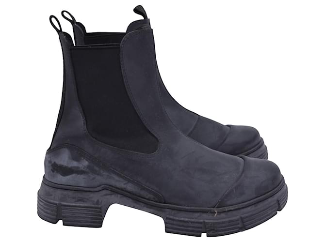 Ganni Chelsea Rain Boots in Black Recycled Rubber  ref.1291997