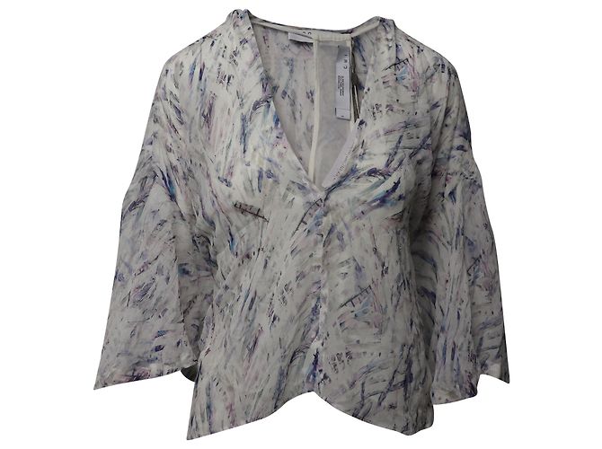 Top Iro Justie con scollo a V in seta bianca Bianco