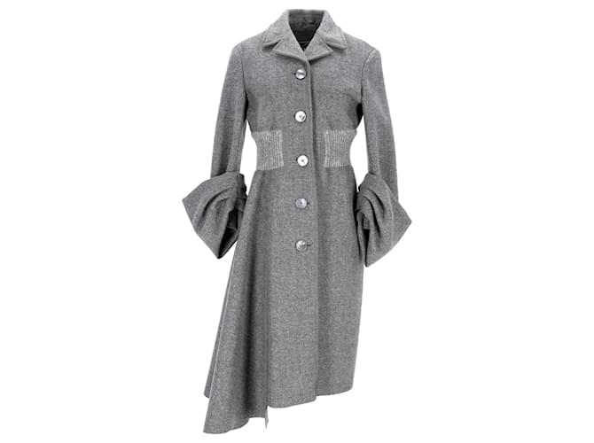 Cappotto Prada con maniche drappeggiate in lana grigia Grigio  ref.1292005