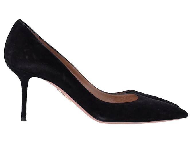 Zapatos de tacón Aquazzura con punta en ante negro Suecia  ref.1292024