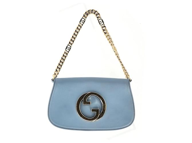 Bolso de Hombro Gucci Blondie en Cuero 'Azul Nublado' Azul claro  ref.1292031