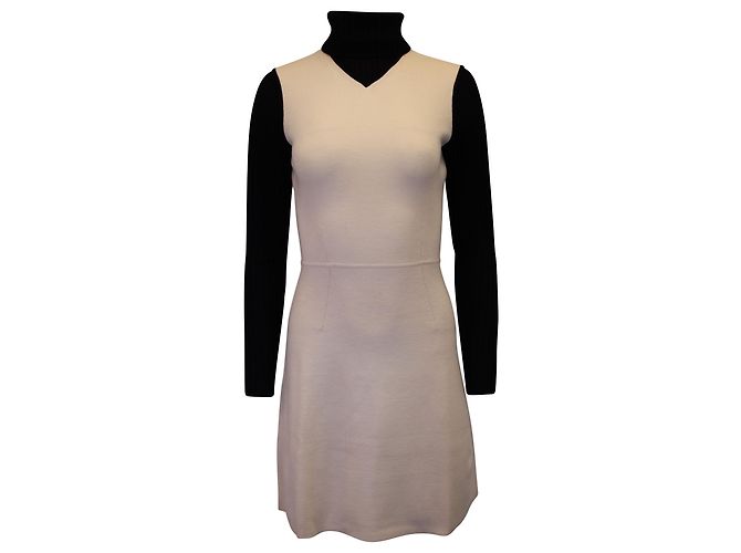 Theory Myrelle Evian Robe en maille extensible en laine crème Blanc Écru
