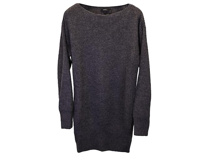 Theory Asymmetric Sweater Dress in Grey Wool  Cotton  ref.1292064