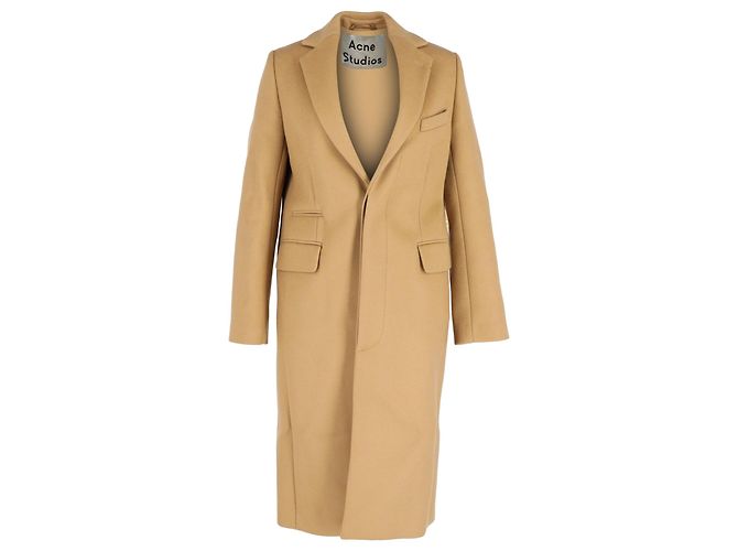 Acne Studios Gabardina larga de lana beige