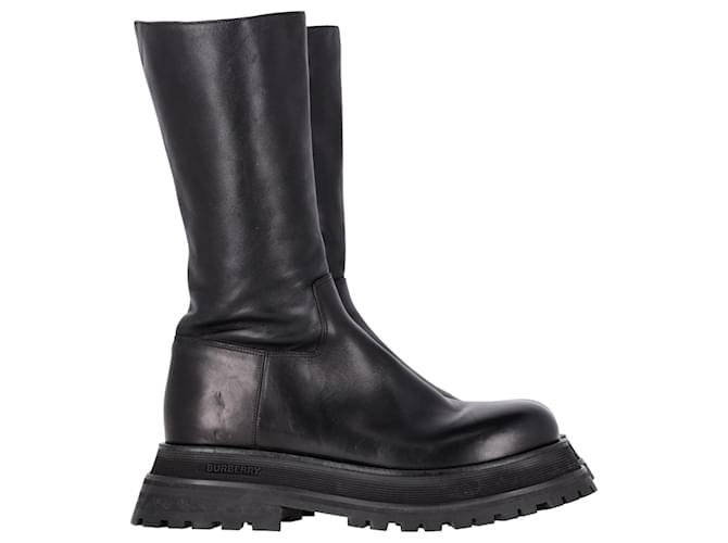 Burberry Jeffy Flatform Chunky Sole Boots en Cuir Noir  ref.1292071