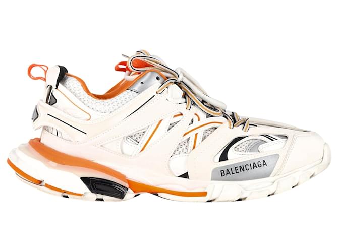Balenciaga Track Sneakers aus weißem und orangefarbenem Polyurethan.  Kunststoff  ref.1292075
