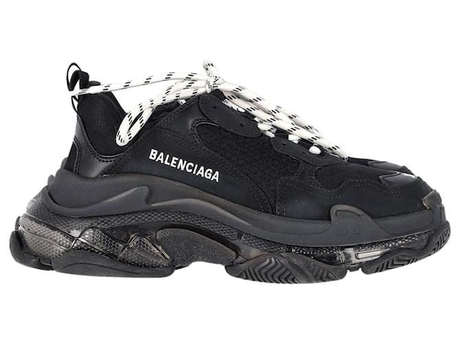 Everyday Balenciaga Clear Sole Triple S Sneakers in Black Polyester  ref.1292090