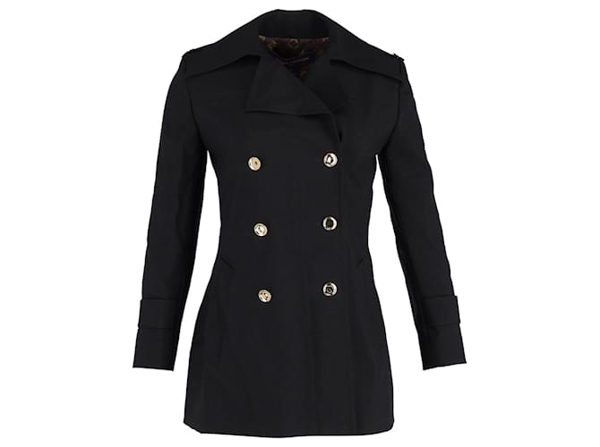 Manteau en toile à boutonnage doublé Louis Vuitton en mohair noir Laine  ref.1292094
