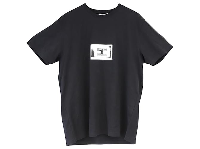 Camiseta com logotipo estampado Givenchy em jersey de algodão preto  ref.1292095