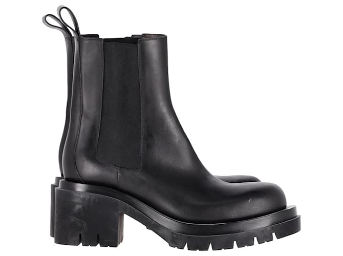 Bottega Veneta Lug Chelsea Boots in Black Calfskin Leather Pony-style calfskin  ref.1292100