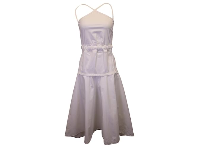 Proenza Schouler Halter Eco Poplin Midi Dress in White Cotton   ref.1292102