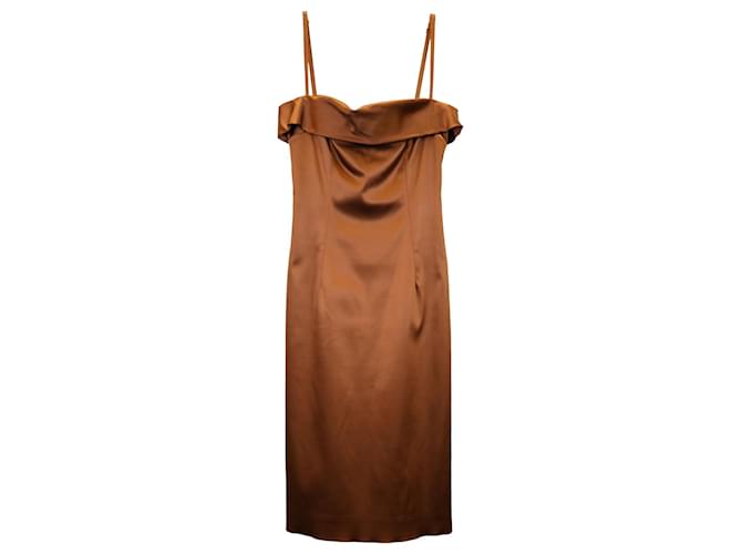Dolce & Gabbana Vestido sin mangas hasta la rodilla en acetato bronce Metálico Fibra de celulosa  ref.1292105