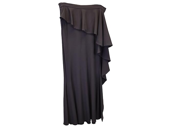 Falda larga con volantes laterales de Givenchy en viscosa negra Negro Fibra de celulosa  ref.1292107