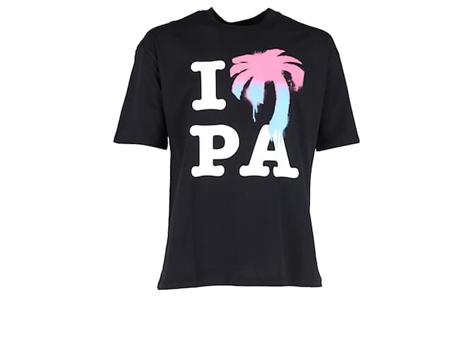 Camiseta clássica Palm Angels I Love PA em algodão preto  ref.1292124