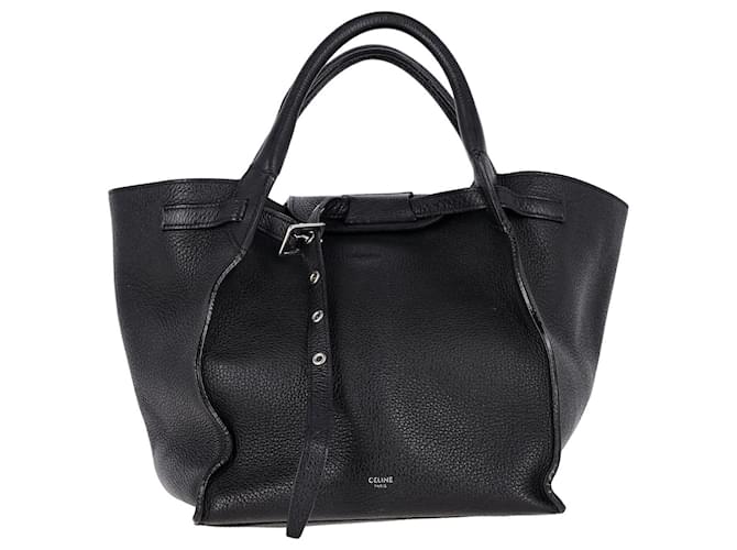 Céline Celine Small Big Bag with Long Strap in Black calf leather Leather Pony-style calfskin  ref.1292125