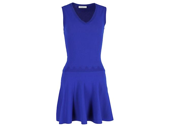 Mini-robe à col en V Sandro en viscose bleue Fibre de cellulose  ref.1292130