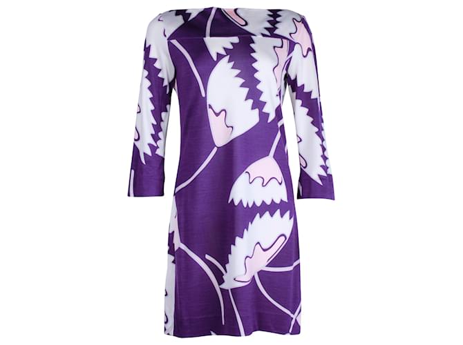 Diane Von Furstenberg Ruri Floral Print Mini Dress in Purple Silk  ref.1292136