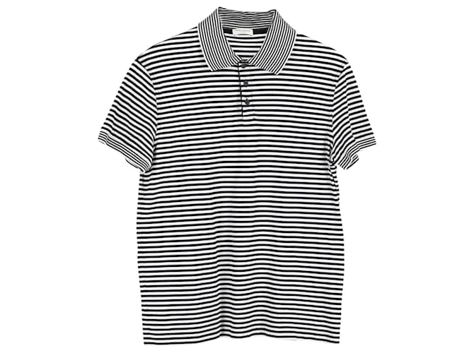 Saint Laurent Striped Polo Shirt in Black Cotton  ref.1292145