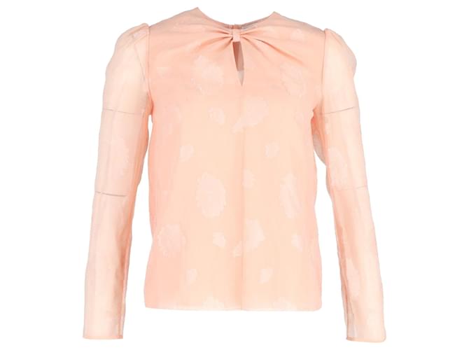 Vilshenko Sheer Sleeve Blouse in Peach Silk  ref.1292171