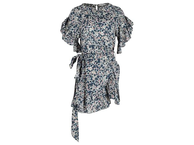 Isabel Marant Etoile Minikleid mit Rüschen aus marineblauer Baumwolle  ref.1292172
