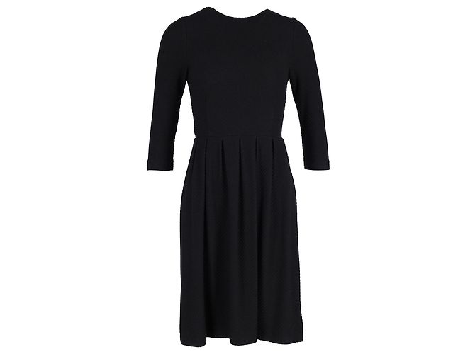 Ganni Plissee-Rockkleid aus schwarzer Baumwolle