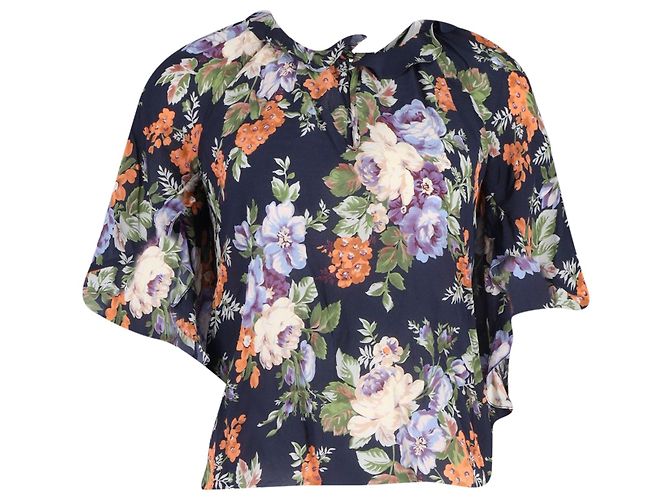Vilshenko Lena Top mit Blumenmuster aus mehrfarbiger Seide Python drucken