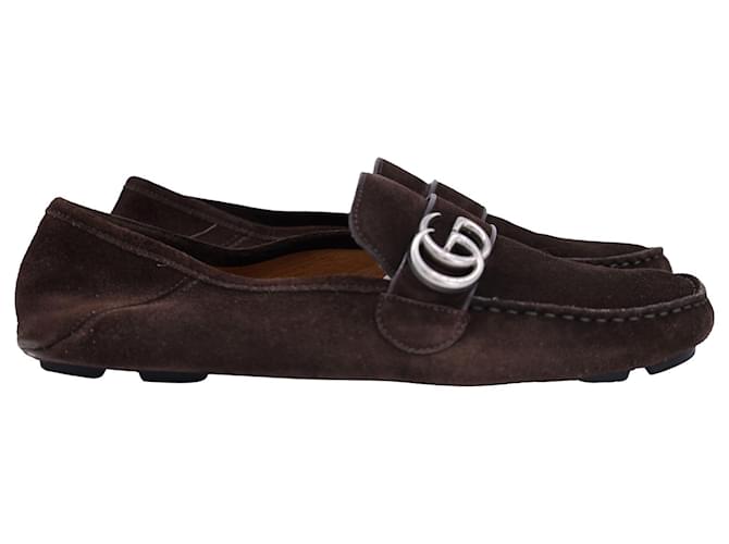 Gucci Noel GG Driving Loafers in Brown Suede  ref.1292180