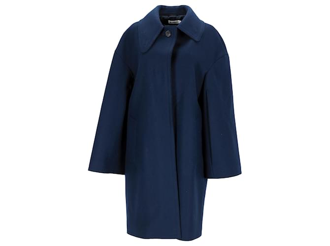 Jil Sander Overcoat in Navy Blue Virgin Wool  ref.1292183