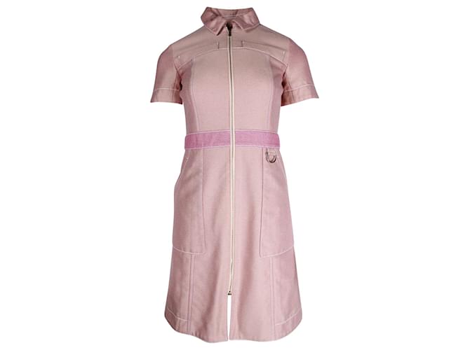 Hermès S/S 2017 Mini-robe zippée sur le devant en coton rose Pink Cotton  ref.1292188