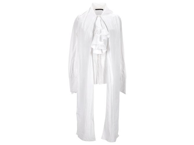 Ralph Lauren Rüschenbluse aus weißer Baumwolle