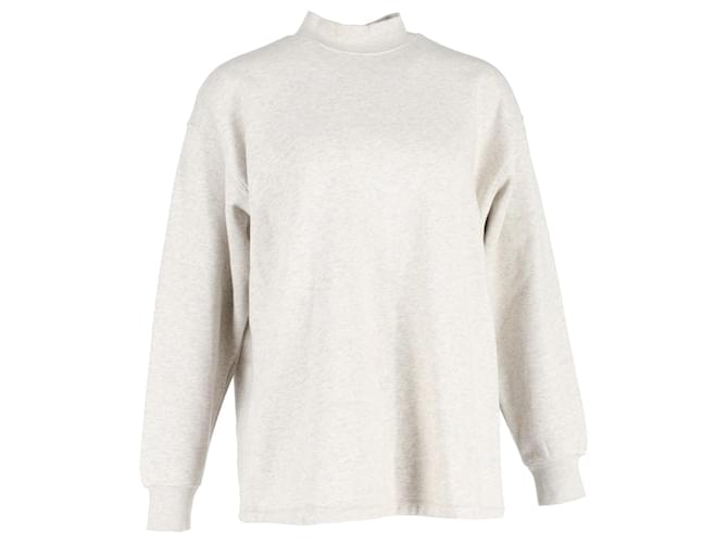 Fear of God Essentials Logo-Flocked Jersey Mock-Neck Sweatshirt aus cremefarbener Baumwolle Weiß Roh  ref.1292210