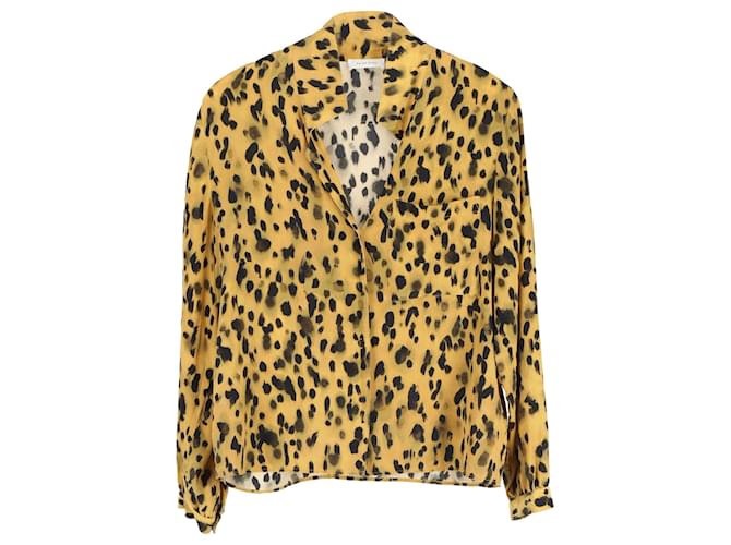 Anine Bing Camisa Lilah con estampado de guepardo en seda amarilla Amarillo  ref.1292229
