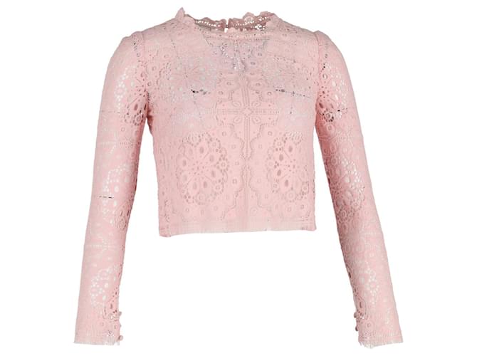 Temperley London Cropped Top in Pink Cotton Lace  ref.1292230