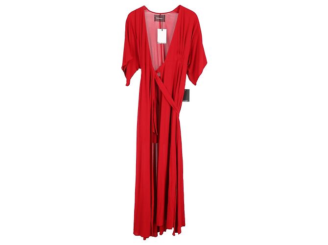 Drapiertes Wickelkleid Winslow von Reformation aus roter Viskose