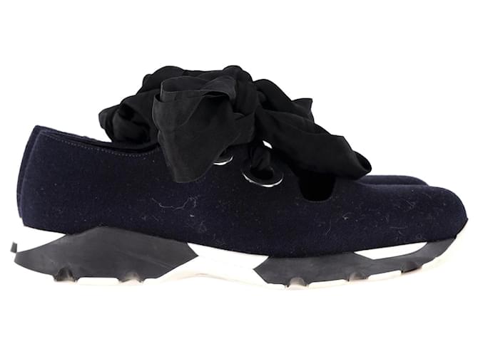 Marni Bow Sneakers in Navy Blue Canvas Cloth  ref.1292247