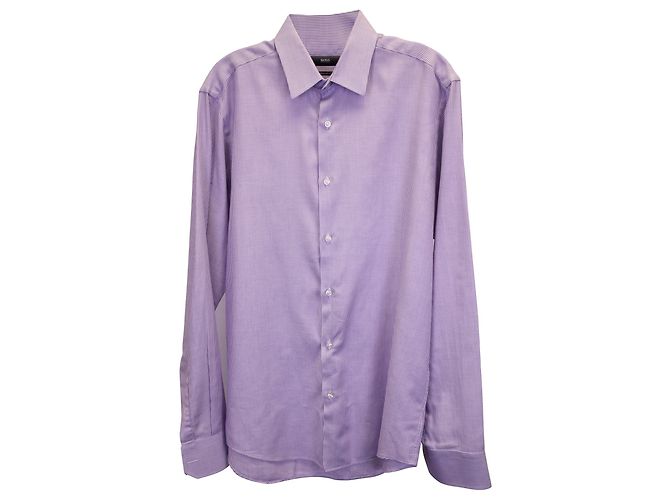 Boss By Hugo Boss Camisa de vestir estampada en algodón morado Púrpura