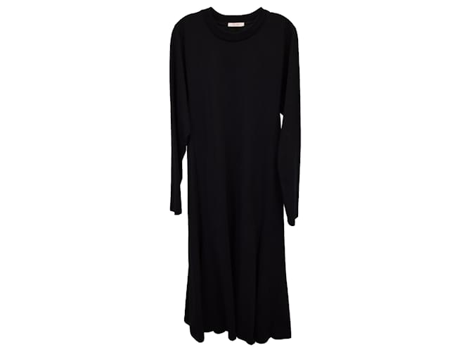 The Row Long-Sleeves Midi Dress in Black Cotton  ref.1292265