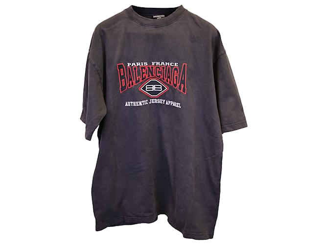 Everyday T-shirt Balenciaga oversize con logo ricamato in cotone grigio  ref.1292266
