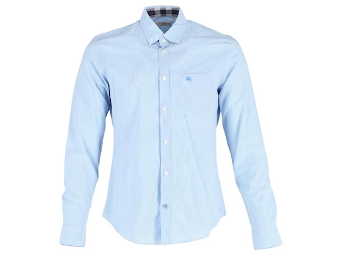 Camisa xadrez Burberry Brit em algodão azul Azul claro  ref.1292272