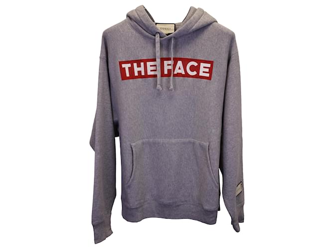 Gucci Oversized The Face Hoodie in Gray Cotton Grey  ref.1292284