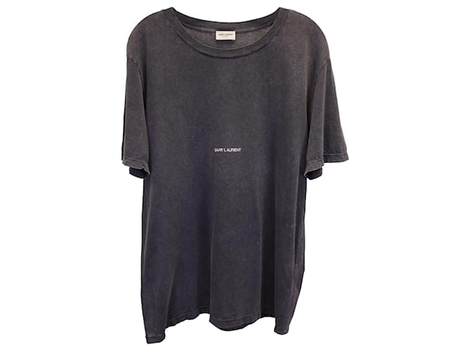 T-shirt Saint Laurent Rive Gauche Distressed in cotone grigio Grigio antracite  ref.1292285