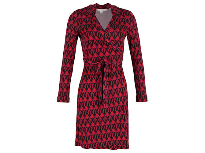 Diane Von Furstenberg Jeanne Two Printed Silk Wrap Dress In Red Silk  ref.1292295