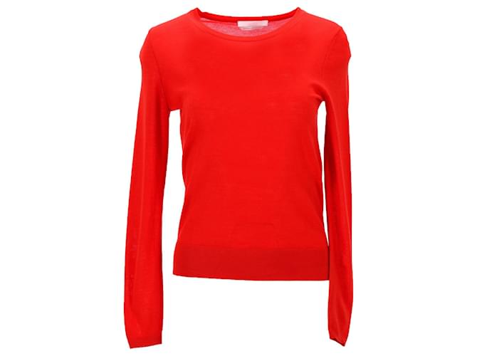 Hugo Boss Boss Merino Super Fine Sweater in Red Wool  ref.1292299